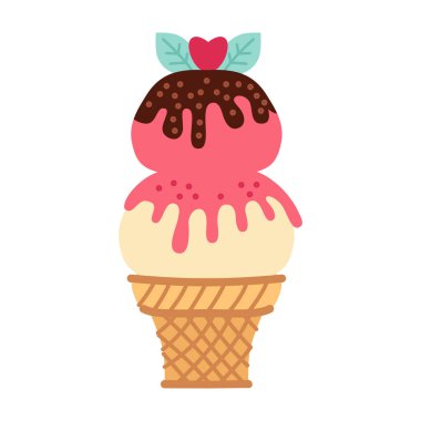 Icecream vector in nice colors isolated on white background. Vector illustration for web design or print. Ice cream in bright cartoon style.