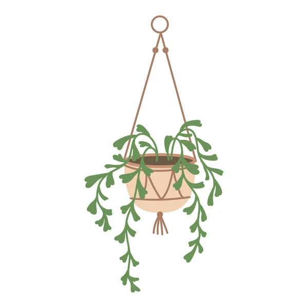 Plant Hanging Pot Houseplant Hang Rope Decorative Indoor Plant Macrame — ストックベクタ