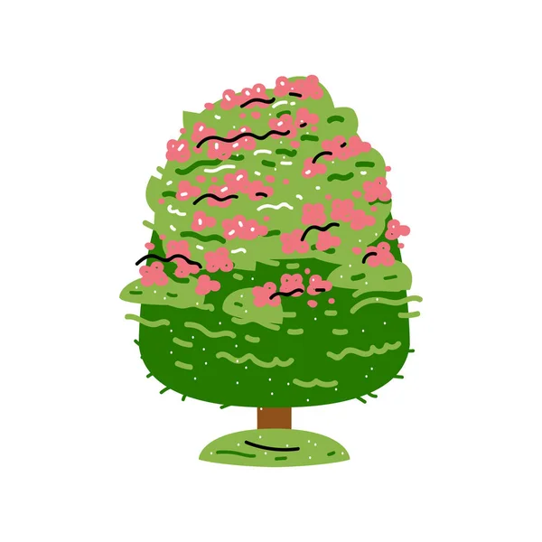 Beautiful Blossom Tree Isolated White Background Flat Style Vector Illustration — 스톡 벡터