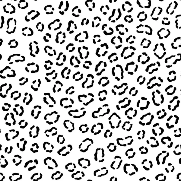 Vector Seamless Pattern Leopard Skin Black White Leopard Spots Monochrome — Vetor de Stock