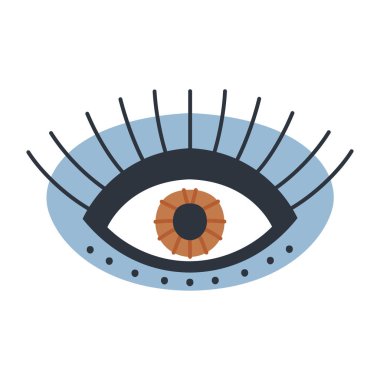 Şeytani çizik göz. El yapımı büyücülük göz tılsımı, sihirli din sembolü. El yapımı tılsım. Düz dizayn. Çağdaş modern trend vektör çizimi.