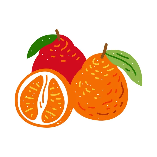 Flat Orange Vector Illustration Mandarin Isolated White Background Orange Fruit — Vettoriale Stock