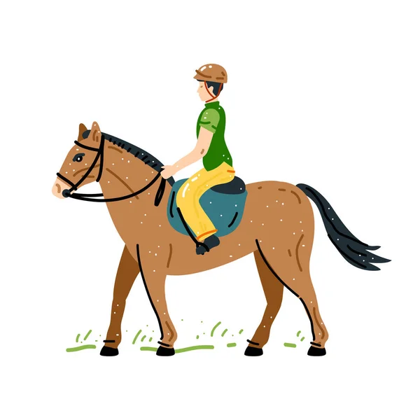 Man Riding Horse Vector Illustration Equestrian Sport Training Horseback Ride — ストックベクタ