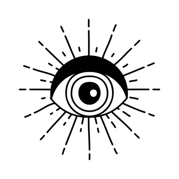 Evil Doodle Eye Hand Drawn Witchcraft Eye Talisman Magical Religion - Stok Vektor