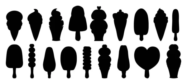Set Different Ice Cream Lolly Isolated White Chocolate Vanilla Cartoon — Stock Vector