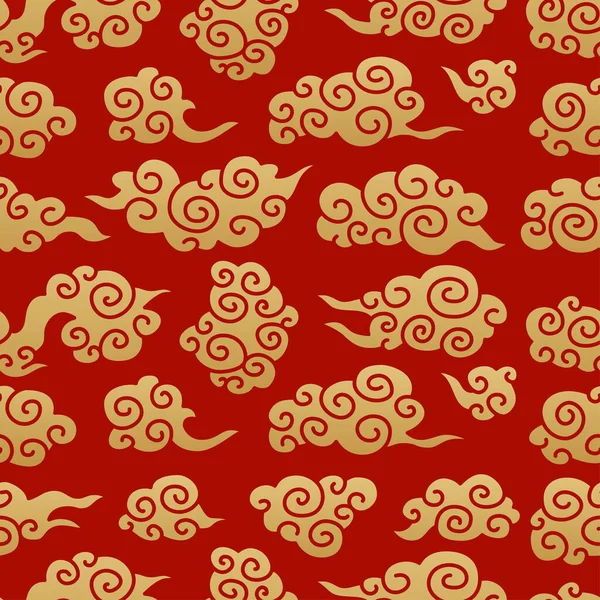 Chinese Traditional Oriental Ornament Background Clouds Pattern Seamless Japanese Chinese — Vettoriale Stock