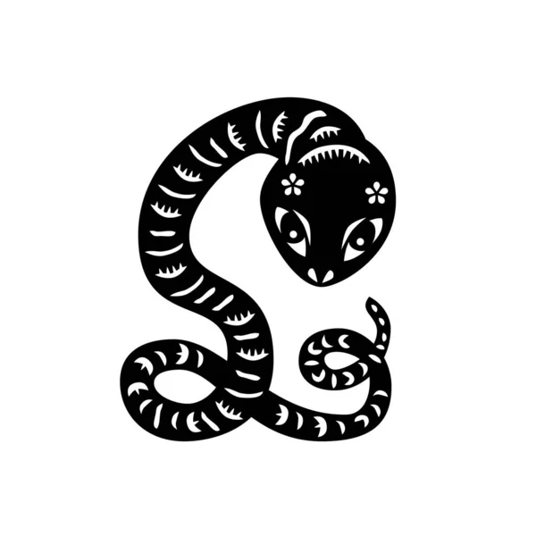Chinese Zodiac New Year Sign Snake Traditional China Horoscope Animal — Stock Vector