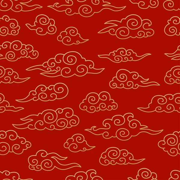 Chinese Traditional Oriental Ornament Background Clouds Pattern Seamless Japanese Chinese — Vettoriale Stock