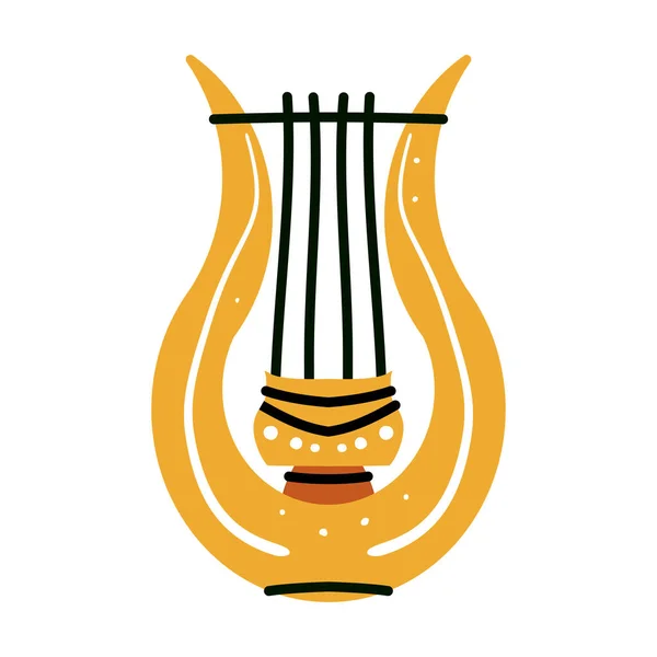 Greek Lyre Musical Instrument Isolated White Background Vector Harp School — 图库矢量图片