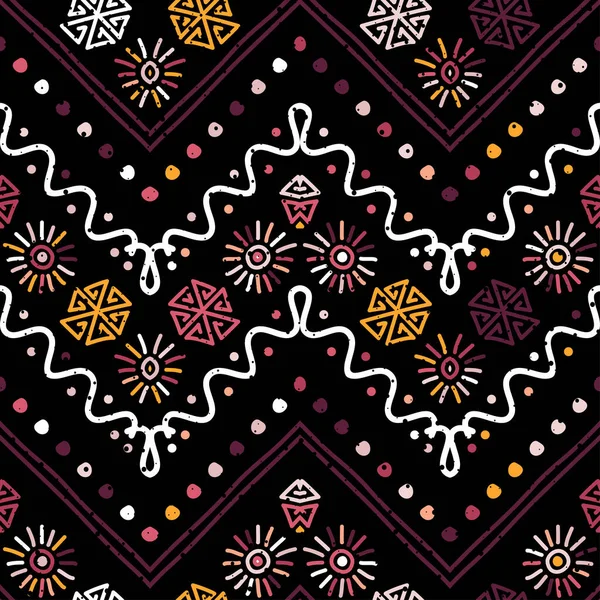 Vector Hand Drawn Seamless Folk Pattern Tribal Design Ethnic Decorative — Stockový vektor