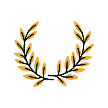 Greek laurel wreath in flat style, vector illustration isolated on white background. Icon or emblem of laureate or bay branches as symbol of victory and triumph