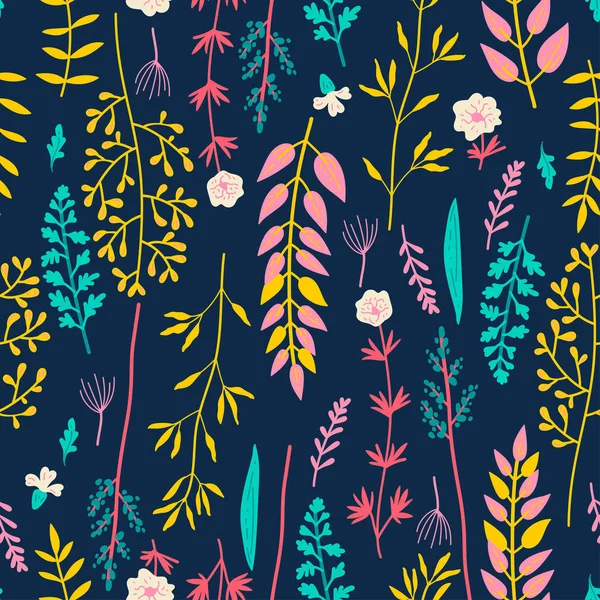 Amazing Floral Vector Seamless Pattern Vibrant Colorful Flowers Cute Vintage — Stockvector