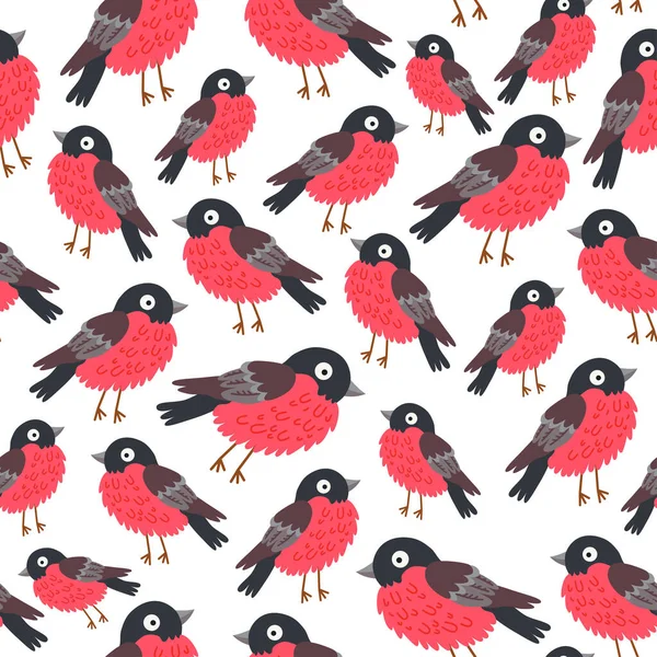 Patrón Inconsútil Pájaro Bullfinches Fondo Para Niños Linda Plantilla Diseño — Vector de stock