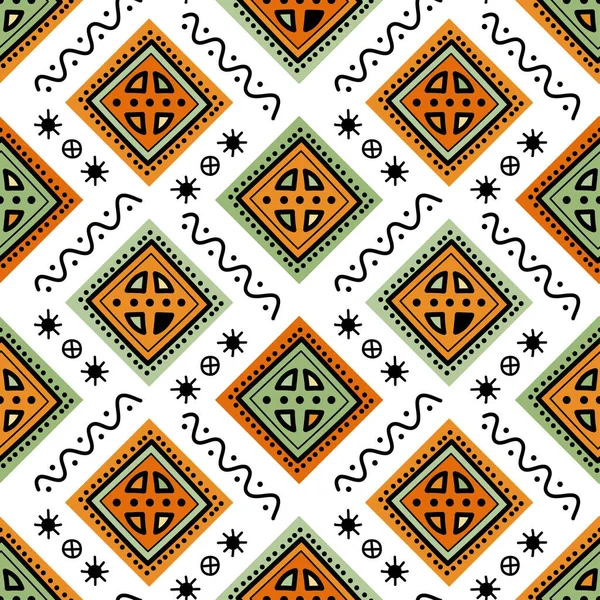 Abstracte Vector Etnische Kunst Decoratieve Romb Natuur Sier Naadloos Patroon — Stockvector