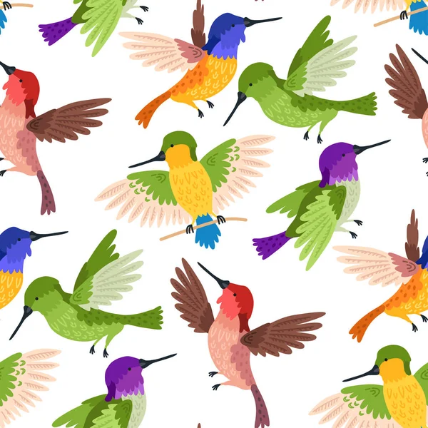 Patrón Fondo Colibrí Sin Costuras Para Niños Linda Plantilla Diseño — Vector de stock