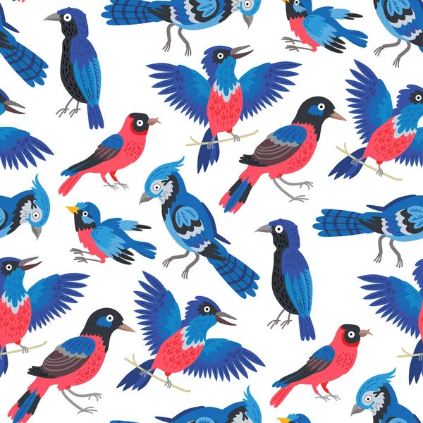 Çocuklar Için Kusursuz Desenli Kuş Geçmişi Şirin Çocuklar Tasarım Şablonu — Stok Vektör