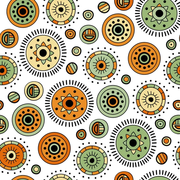 Mandala Abstract Vector Ethnic Art Decorative Nature Ornamental Seamless Pattern — Stock Vector