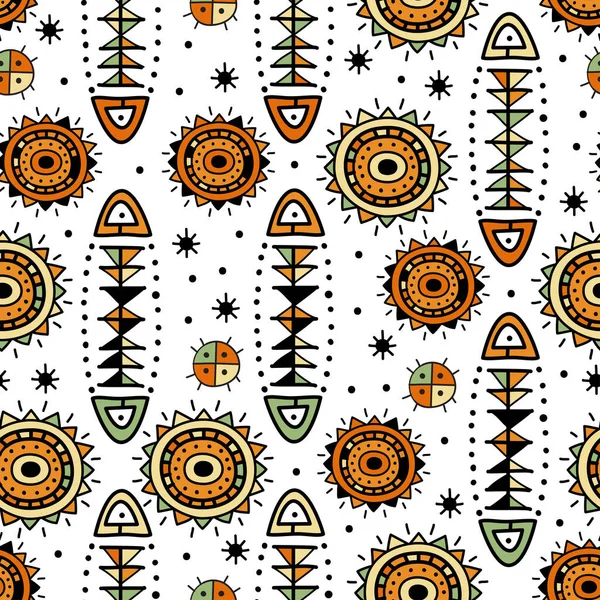 Abstrakter Vektor Ethnischer Kunst Dekorative Form Natur Ornamentale Nahtlose Muster — Stockvektor