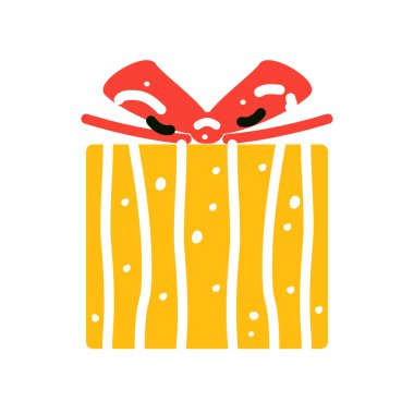 Kurdeleli hediye kutusu. Çizgi film tarzında mevcut. Doğum günü, yeni yıl, Noel, düğün için karalama ikonu. Minimalizm tasarımında kutlama kavramı