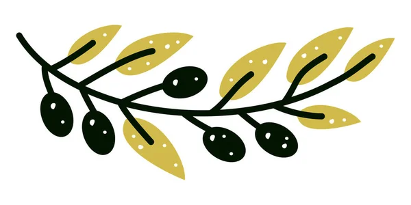 Vector Illustration Olive Branch Cartoon Style Label Olive Oil Producers — ストックベクタ