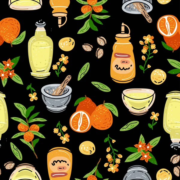 Colored seamless pattern of food and drink. For the menu of restaurants, cafes, and canteens. Fresh food. Harvest. Sauces, mayonnaise, mustard.