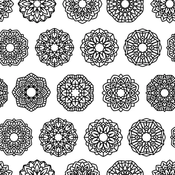 Lotus Mandalaベクトルテンプレートシームレスパターン オリエンタルなシルエットの背景飾り — ストックベクタ