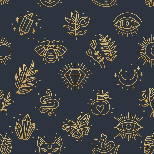 Elégant Motif Céleste Sans Couture Avec Des Éléments Boho Lune — Image vectorielle