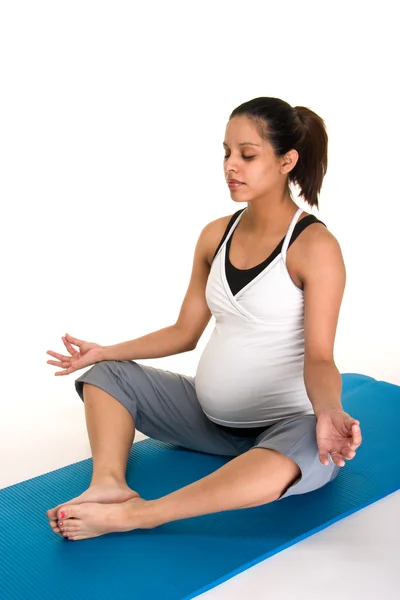 Mujer Embarazo Fitness Meditación —  Fotos de Stock