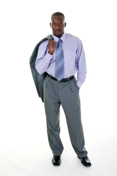 Hombre de negocios casual en traje gris — Foto de Stock