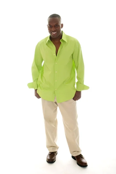 Casual Man In Bright Green Shirt — Stock Photo, Image