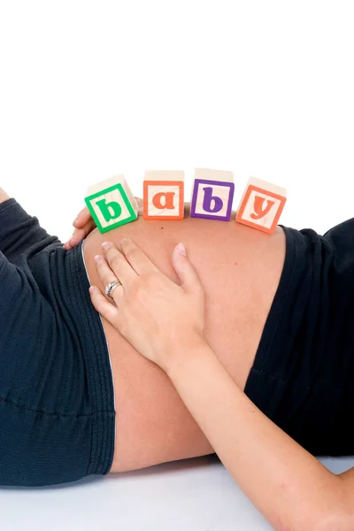 Baby Blocks On Stomach — Stock Photo, Image