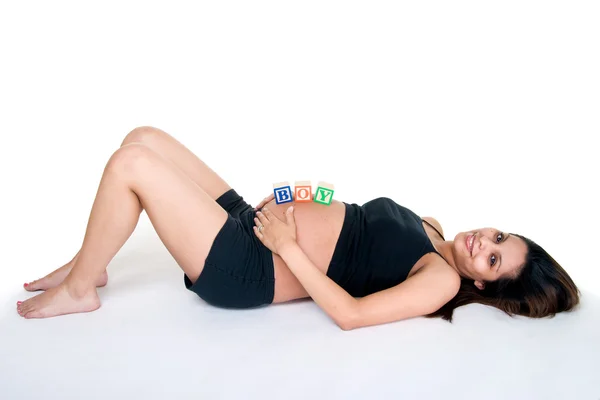 Baby Blocks On Stomach — Stock Photo, Image