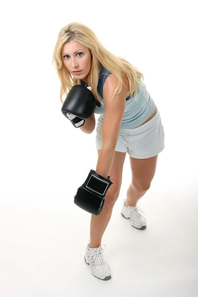 Bionda femmina boxe — Foto Stock