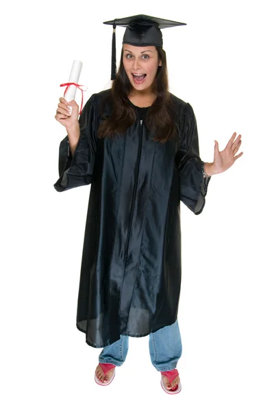 Young Woman Graduate Receives Diploma 10 — Stock Photo, Image