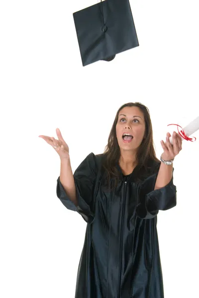 Jonge vrouw afgestudeerde ontvangt diploma 13 — Stockfoto