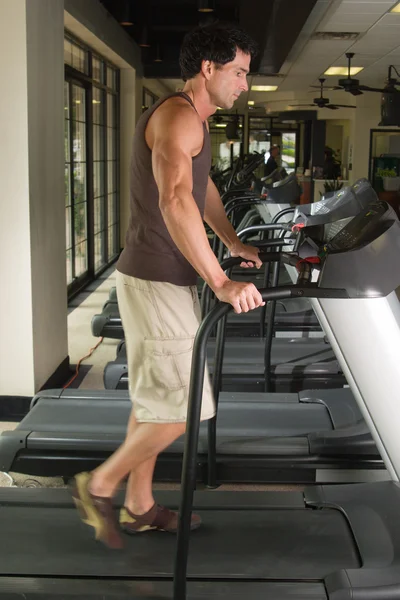 3 treadmill egzersiz erkek - Stok İmaj