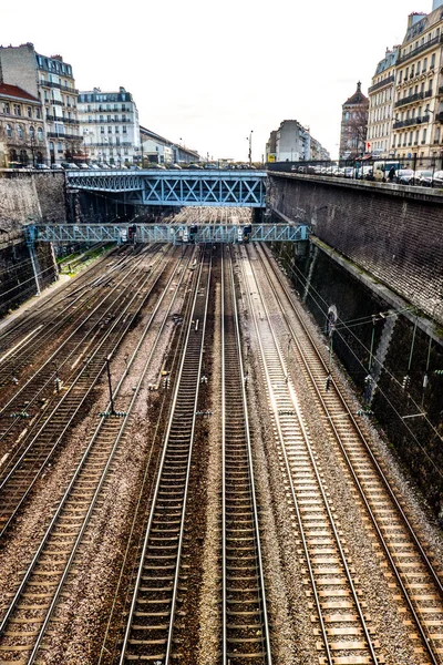 Järnvägsspår Batignolles Paris — Stockfoto