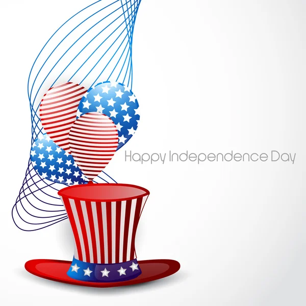 Illustration of american independence hat with ballons — Stock Vector