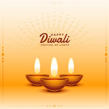 Mutlu diwali realistik diya festivali kutlamaları