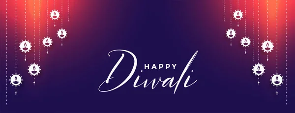 Happy Diwali Glowing Festival Banner Design — Stock Vector