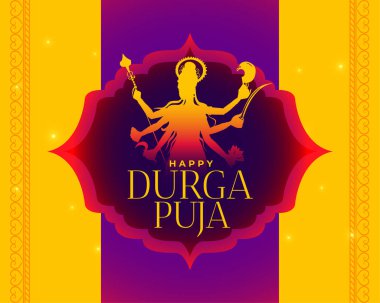 Mutlu Durga puja Hint festivali sarı kart tasarımı