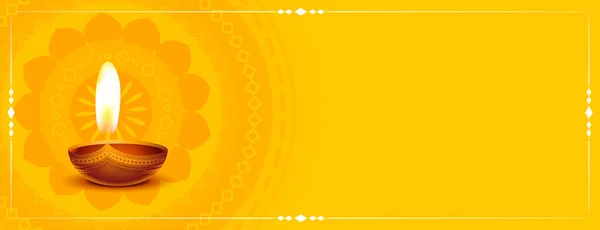 Banner Diwali Amarelo Com Espaço Texto —  Vetores de Stock