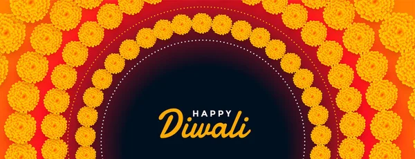 Happy Diwali Flower Decorative Indian Style Banner — Stock Vector