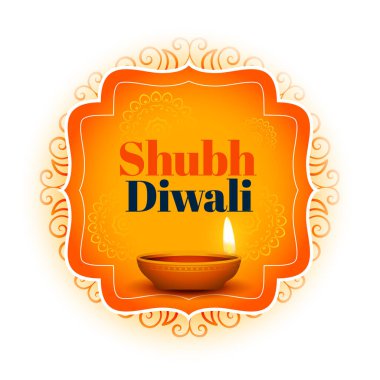 Shubh diwali geleneksel kart dekoratif diya tasarımı