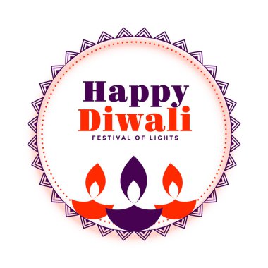 düz mutlu diwali festivali dekoratif kart tasarımı