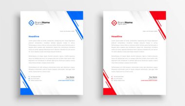 modern iş antetli şablon mavi ve kırmızı renkler