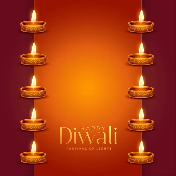 Traditionell Glad Diwali Festivalkort Med Diya Dekoration — Stock vektor