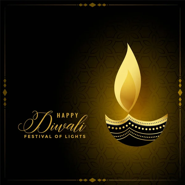 Doré Heureux Diwali Diya Conception Fond — Image vectorielle