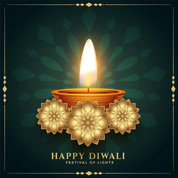 Golden Happy Diwali Premium Festival Card Design — Stockvektor