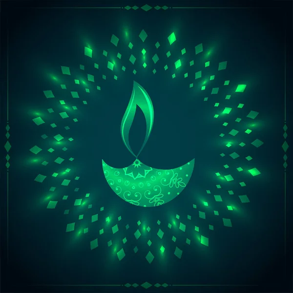 Glänzend Grün Glücklich Diwali Dekorativen Hintergrund — Stockvektor